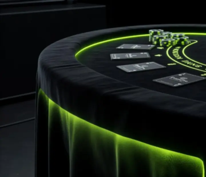 Neonowe oświetlenie i detale dekoracyjne strefy blackjack