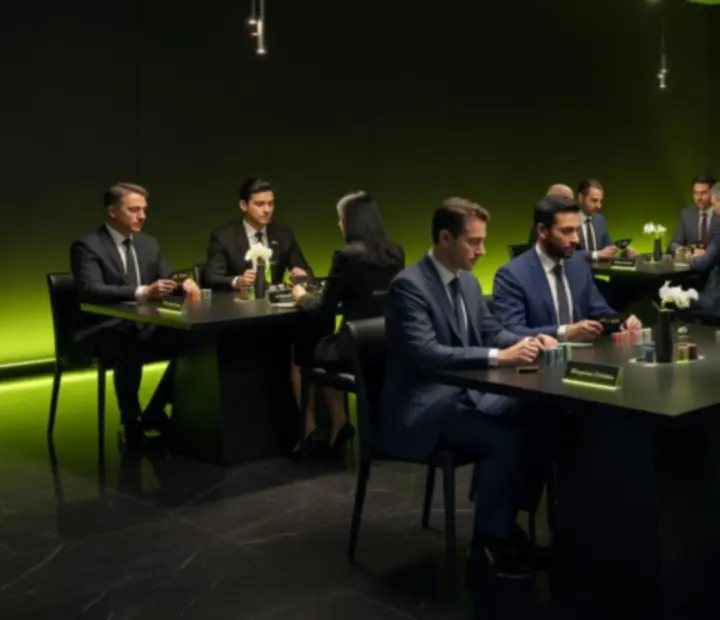 Ciemny, elegancki event firmowy z neonową strefą stołowych atrakcji Velokragosta