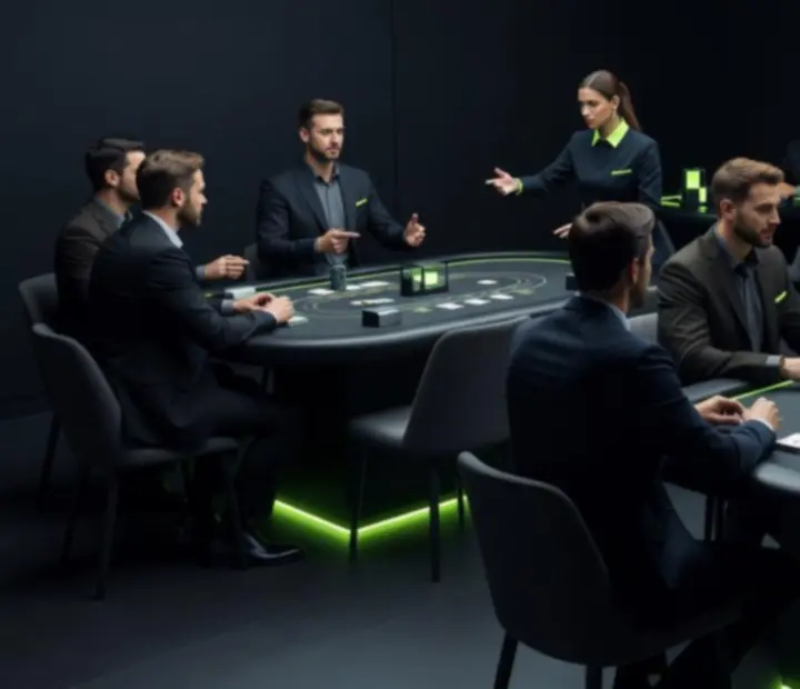 Centralny stół eventowy Velokragosta w ciemnej scenografii z neonowymi akcentami