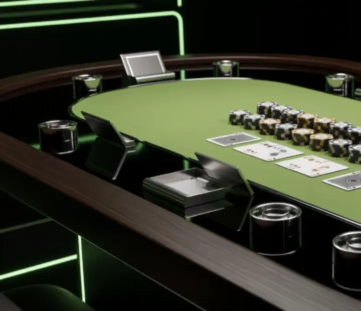 Żetony punktowe i scenografia pokerowa w odcieniach acid lime-green